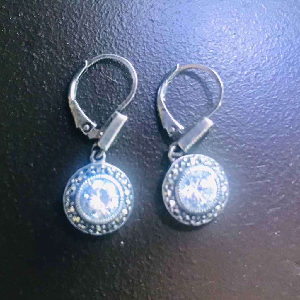 Sterling Silver Earring With Large Center Stone